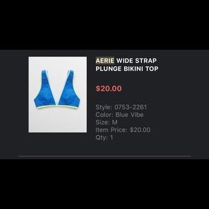 Aerie wide strap plunge bikini top size M NWT!